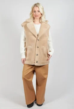Urban Code Jackets^Reversible Gillet with Contrasting Faux Fur and Suede in Camel and Cream