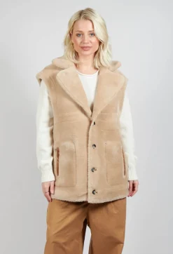 Urban Code Jackets^Reversible Gillet with Contrasting Faux Fur and Suede in Camel and Cream