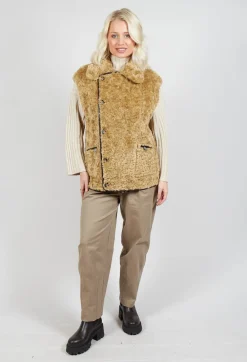 Urban Code Jackets^Reversible Gillet with Faux Fur and Suede in Choc Crackle
