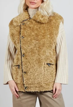 Urban Code Jackets^Reversible Gillet with Faux Fur and Suede in Choc Crackle