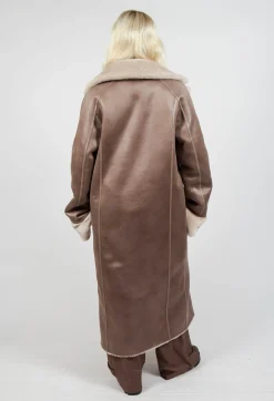 Urban Code Coats^Reversible Longline Faux Fur Coat in Taupe