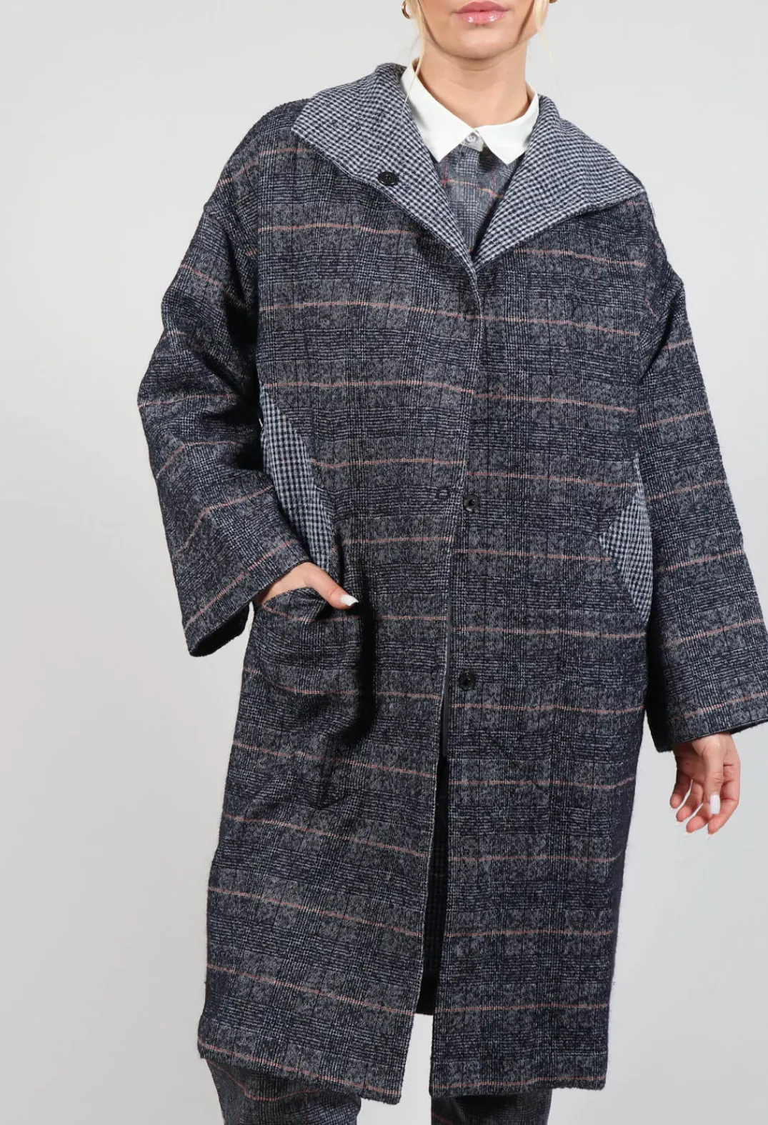 Elemente Clemente Coats^Reversible Mande Coat in Night Orange Check