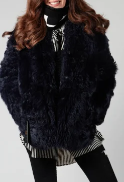 Dom Goor Coats^Reversible Shearling Coat with Fur Lining in Night Sky Navy