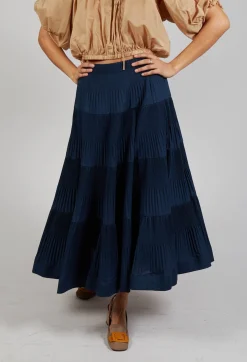 Mei Meij Skirts^Ribbed Midi Skirt in Navy