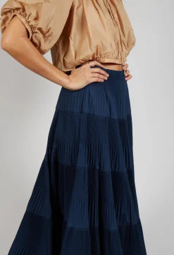 Mei Meij Skirts^Ribbed Midi Skirt in Navy