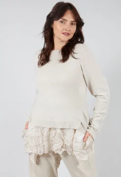Rundholz Mainline Jumpers^Ribbed Sleeve Jumper in Bone Mel
