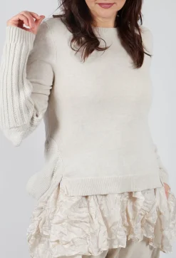 Rundholz Mainline Jumpers^Ribbed Sleeve Jumper in Bone Mel