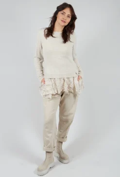 Rundholz Mainline Jumpers^Ribbed Sleeve Jumper in Bone Mel