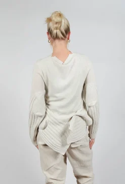 Rundholz Mainline Jumpers^Ribbed Sleeve Jumper in Bone Mel