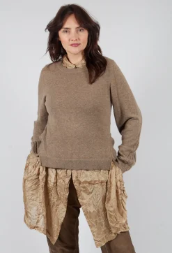 Rundholz Mainline Jumpers^Ribbed Sleeve Jumper in Camel Mel