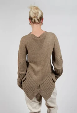 Rundholz Mainline Jumpers^Ribbed Sleeve Jumper in Camel Mel