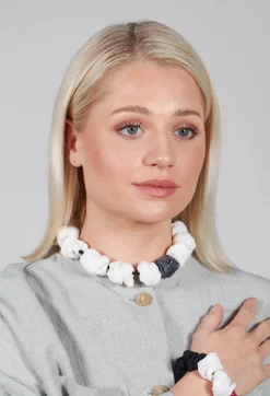Alice Visin Necklaces^Ribbon Paper Mache Necklace in White