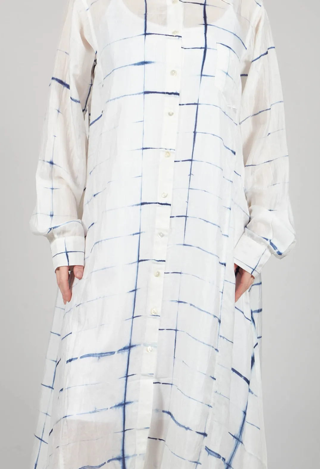 Bianco Levrin Dresses^Roberta Chemisier in Blue and Cream