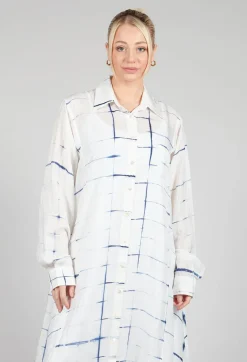 Bianco Levrin Dresses^Roberta Chemisier in Blue and Cream