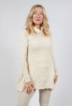 Rundholz Mainline Tops^Roll Neck Crinkle Top in Bone