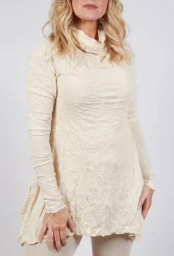 Rundholz Mainline Tops^Roll Neck Crinkle Top in Bone