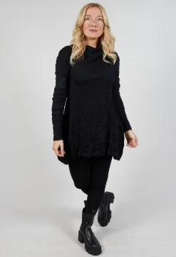 Rundholz Mainline Tops^Roll Neck Crinkle Top in Black