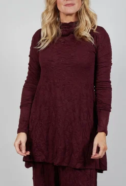 Rundholz Mainline Tops^Roll Neck Crinkle Top in Merlot