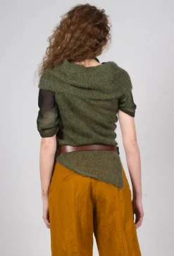 Masnada Tops^Roll Neck Knitted Vest in Moss