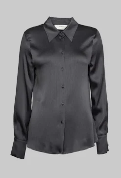 Beatrice B Shirts & Blouses^Romantic Long Sleeved Shirt in Metallic Grey