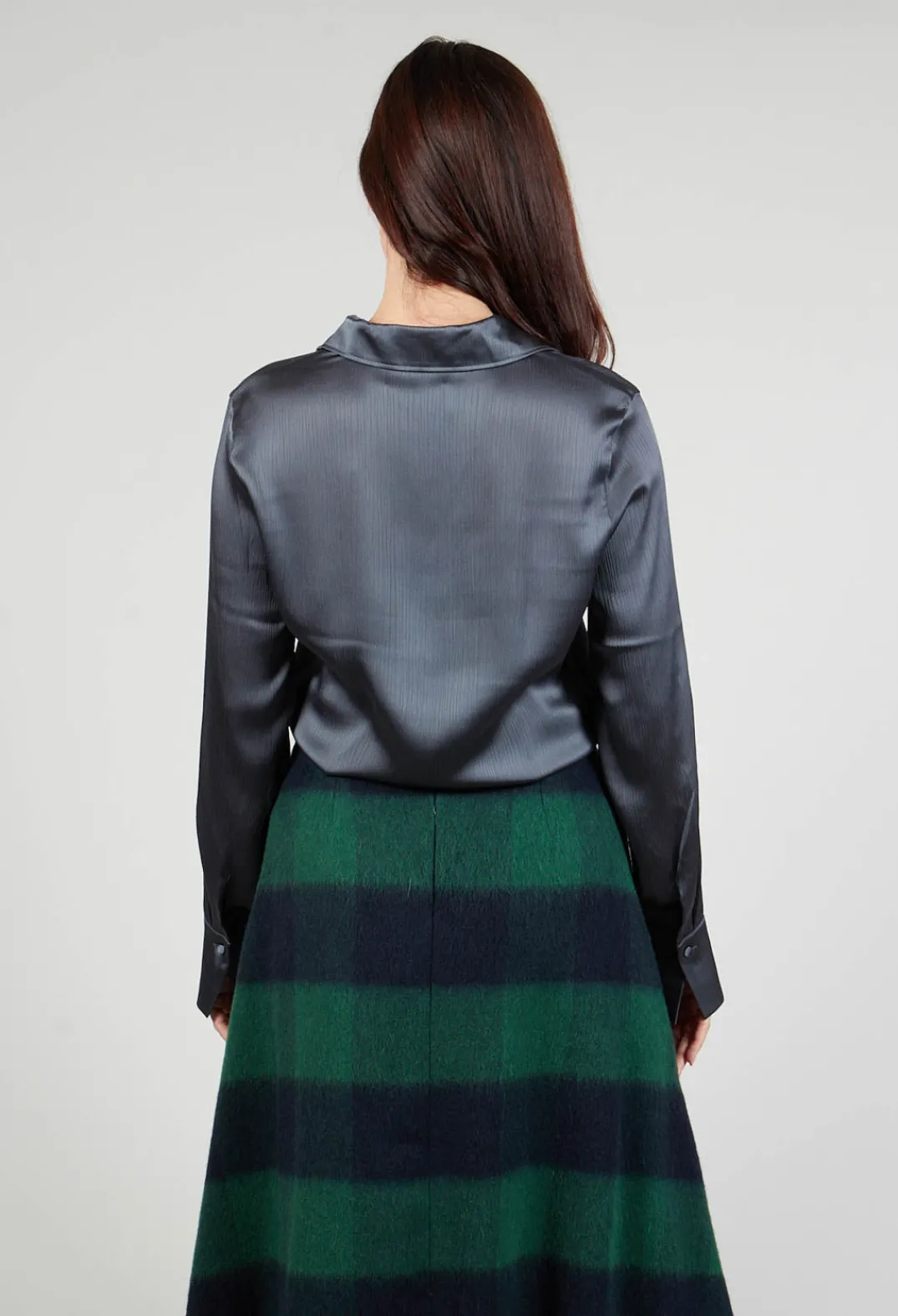 Beatrice B Shirts & Blouses^Romantic Long Sleeved Shirt in Metallic Grey