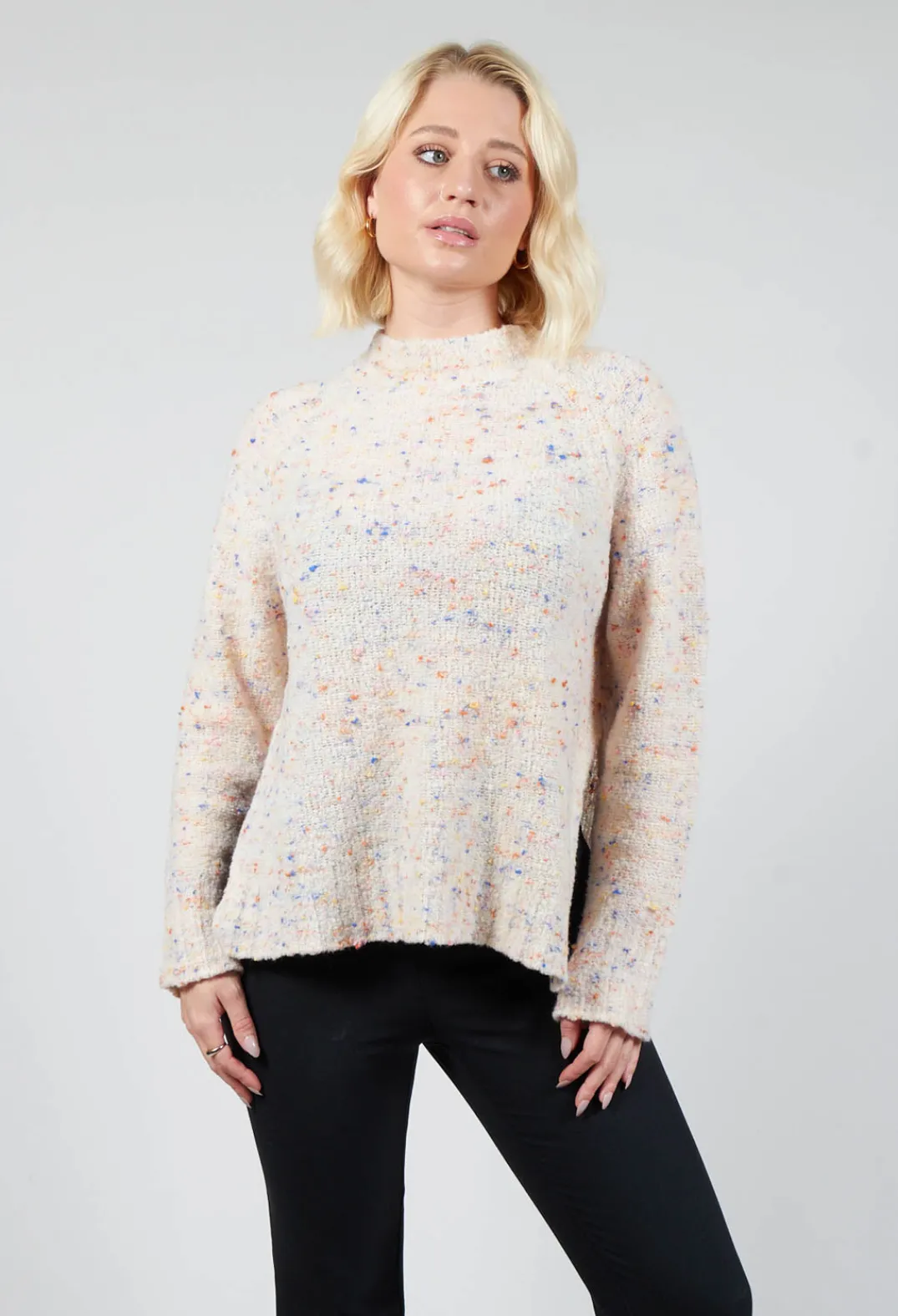 Beatrice B Jumpers^Round Neck Flared Jumper in Multicolour