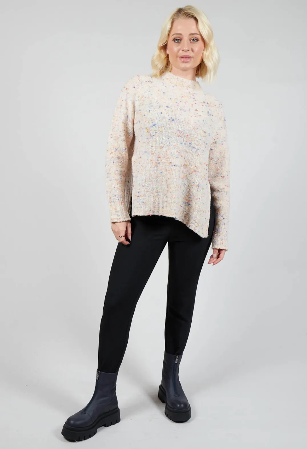 Beatrice B Jumpers^Round Neck Flared Jumper in Multicolour