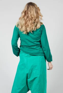Rundholz Dip T-shirts^Round Neck Long Sleeved T Shirt with Bell Sleeves in Green