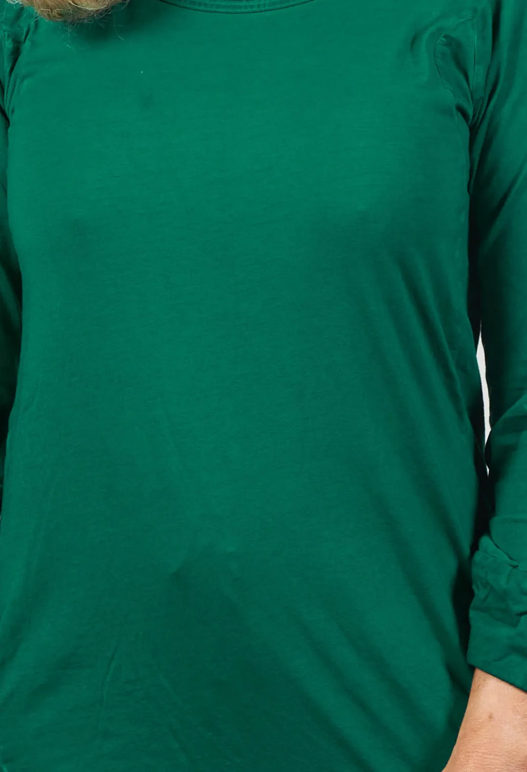 Rundholz Dip T-shirts^Round Neck Long Sleeved T Shirt with Bell Sleeves in Green
