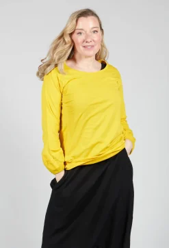 Rundholz Dip T-shirts^Round Neck Long Sleeved T Shirt with Bell Sleeves in Lemon