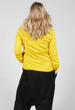 Rundholz Dip T-shirts^Round Neck Long Sleeved T Shirt with Bell Sleeves in Lemon
