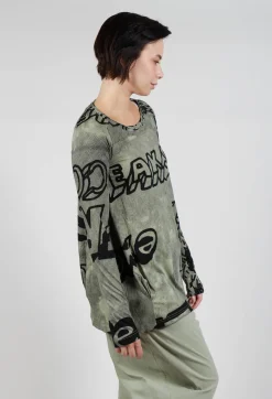 Rundholz Black Label Tops^Round Neck Top with Lettering Design in Defender Print