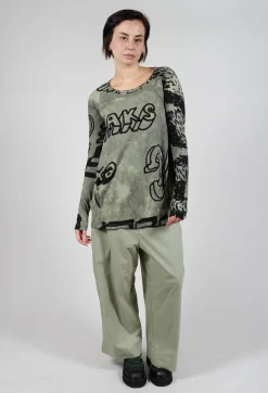 Rundholz Black Label Tops^Round Neck Top with Lettering Design in Defender Print