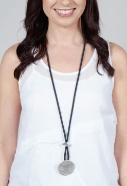 Bender Schmuck Necklaces^Rubber Necklace with Zamak Pendant in Silver-Plated