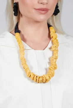 Alice Visin Necklaces^Ruched Effect Necklace in Yellow