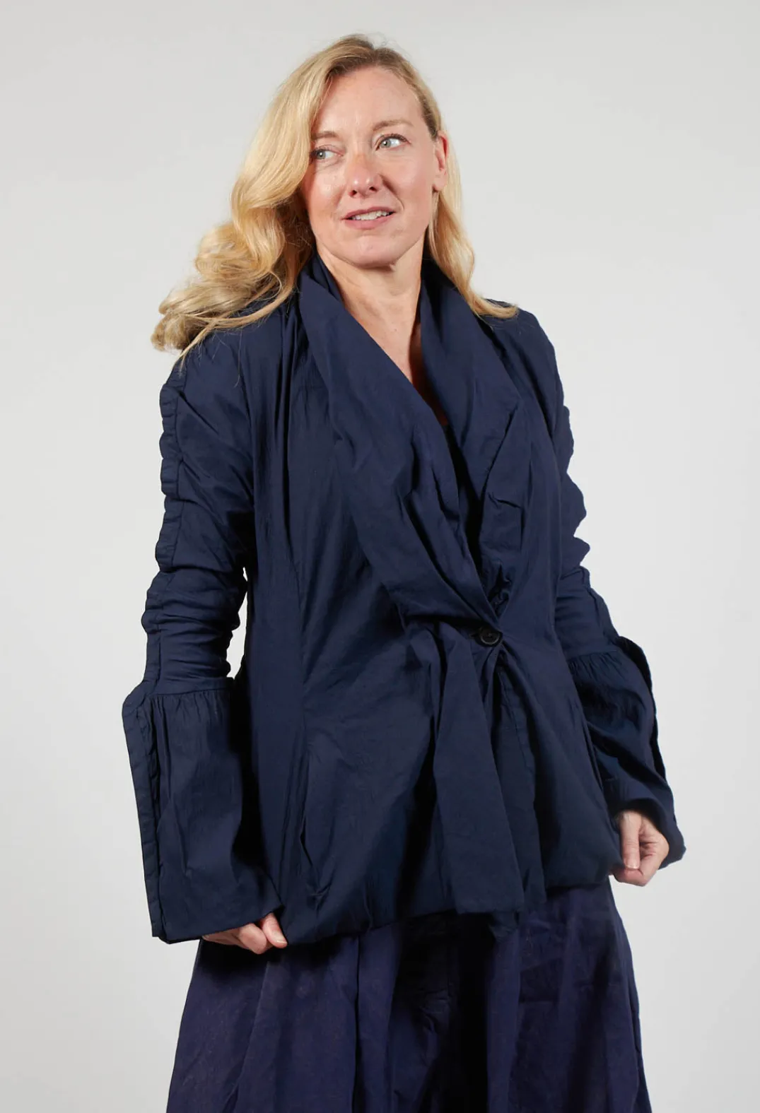 Rundholz Dip Jackets^Ruched Fabric Collar Jacket With Statement Sleeves in Grape