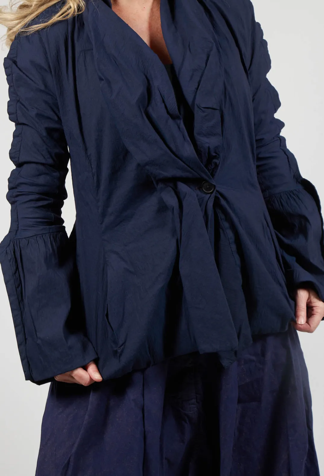 Rundholz Dip Jackets^Ruched Fabric Collar Jacket With Statement Sleeves in Grape