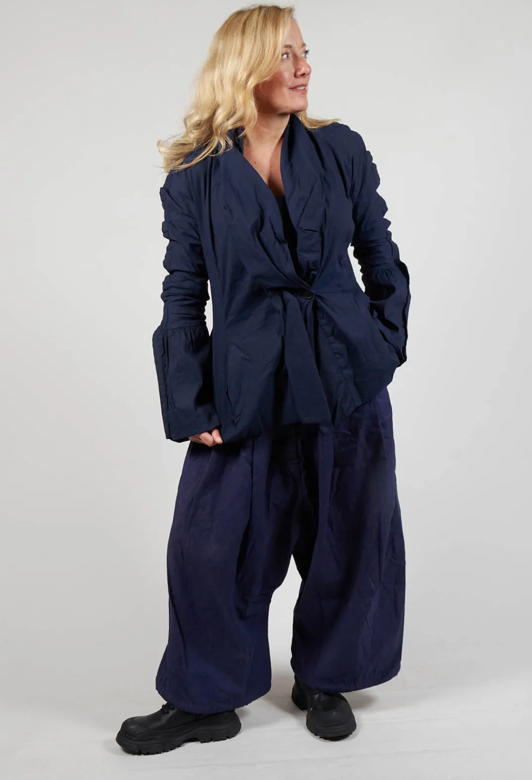 Rundholz Dip Jackets^Ruched Fabric Collar Jacket With Statement Sleeves in Grape