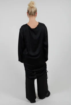 Sanctamuerte Dresses^Ruched Top in Raso di Viscosa Nero