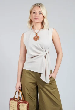 Mei Meij Tops^Ruched Vest Top in Beige