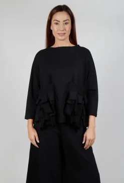 Bread and Butter Jumpers^Ruffle Front Relaxed Jumper in Black