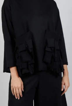 Bread and Butter Jumpers^Ruffle Front Relaxed Jumper in Black