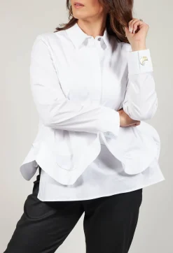 Marble u0026 Co. Shirts & Blouses^Ruffle Front Shirt in Mineo