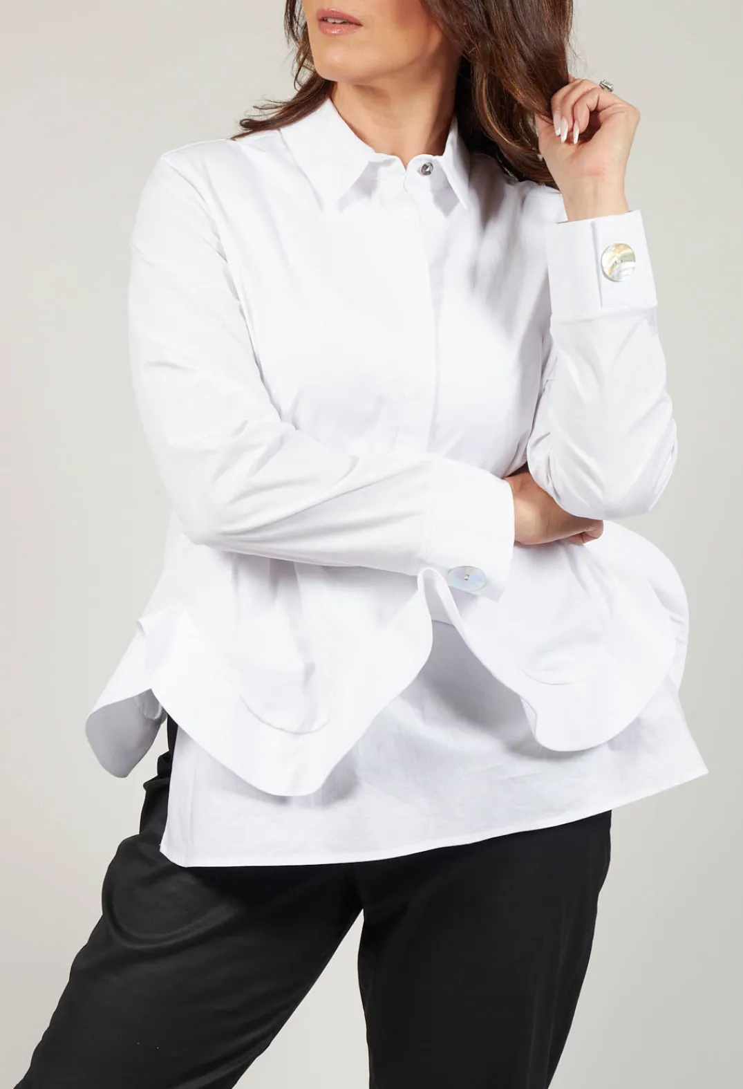 Marble u0026 Co. Shirts & Blouses^Ruffle Front Shirt in Mineo