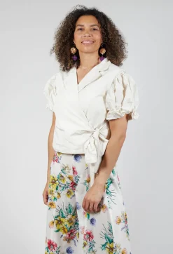 Les Filles d'Ailleurs Tops^Ruffle Wrap Jacket in Ecru