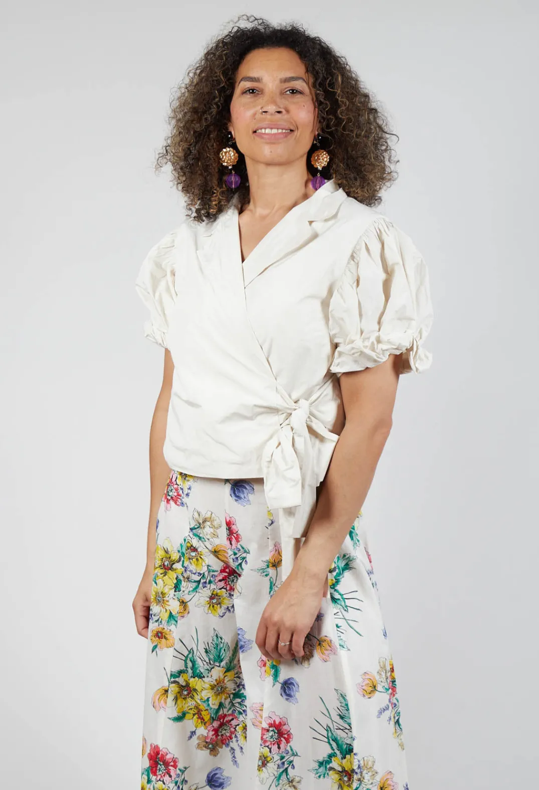 Les Filles d'Ailleurs Tops^Ruffle Wrap Jacket in Ecru