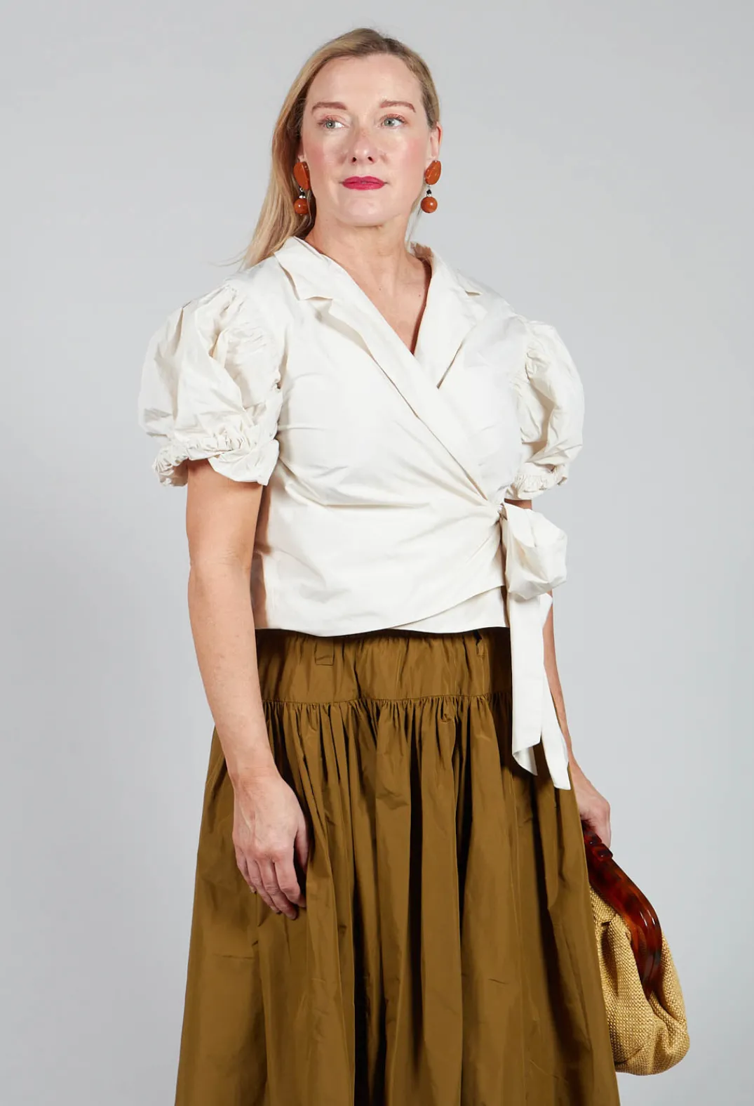 Les Filles d'Ailleurs Tops^Ruffle Wrap Jacket in Ecru
