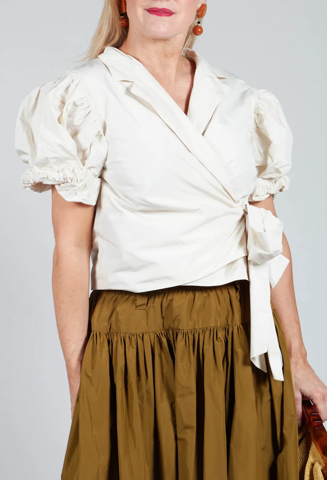 Les Filles d'Ailleurs Tops^Ruffle Wrap Jacket in Ecru