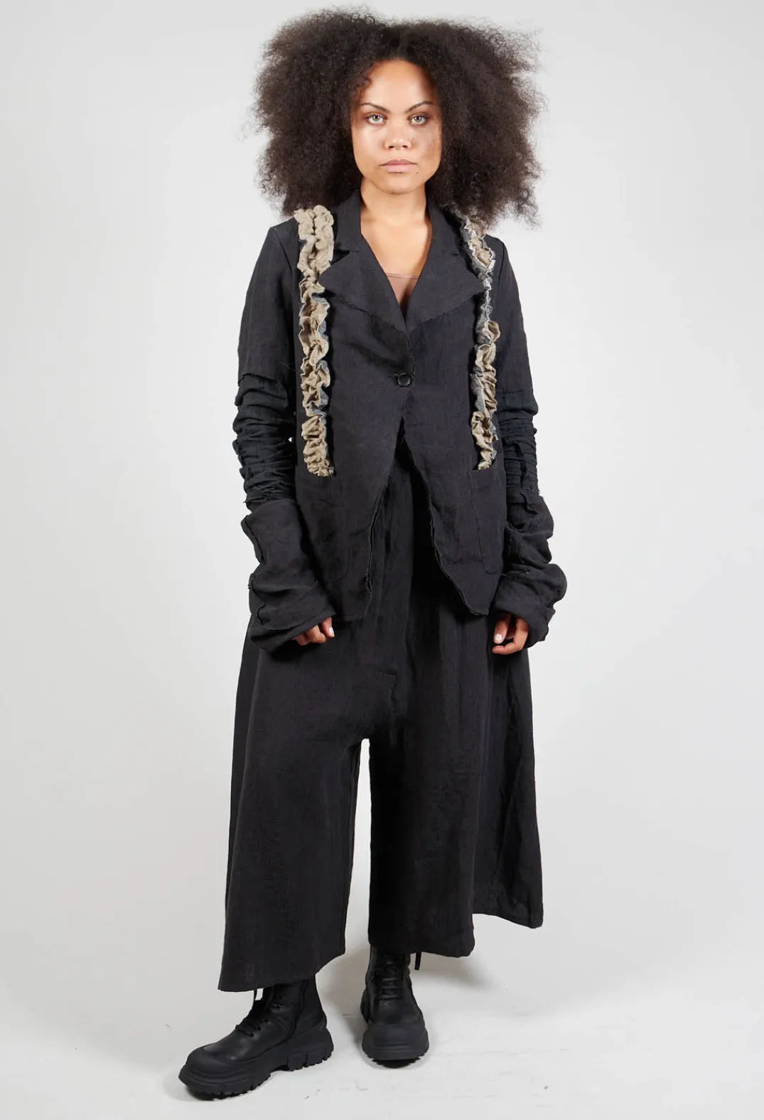Marc Point Jackets^Ruffled Blazer in Black