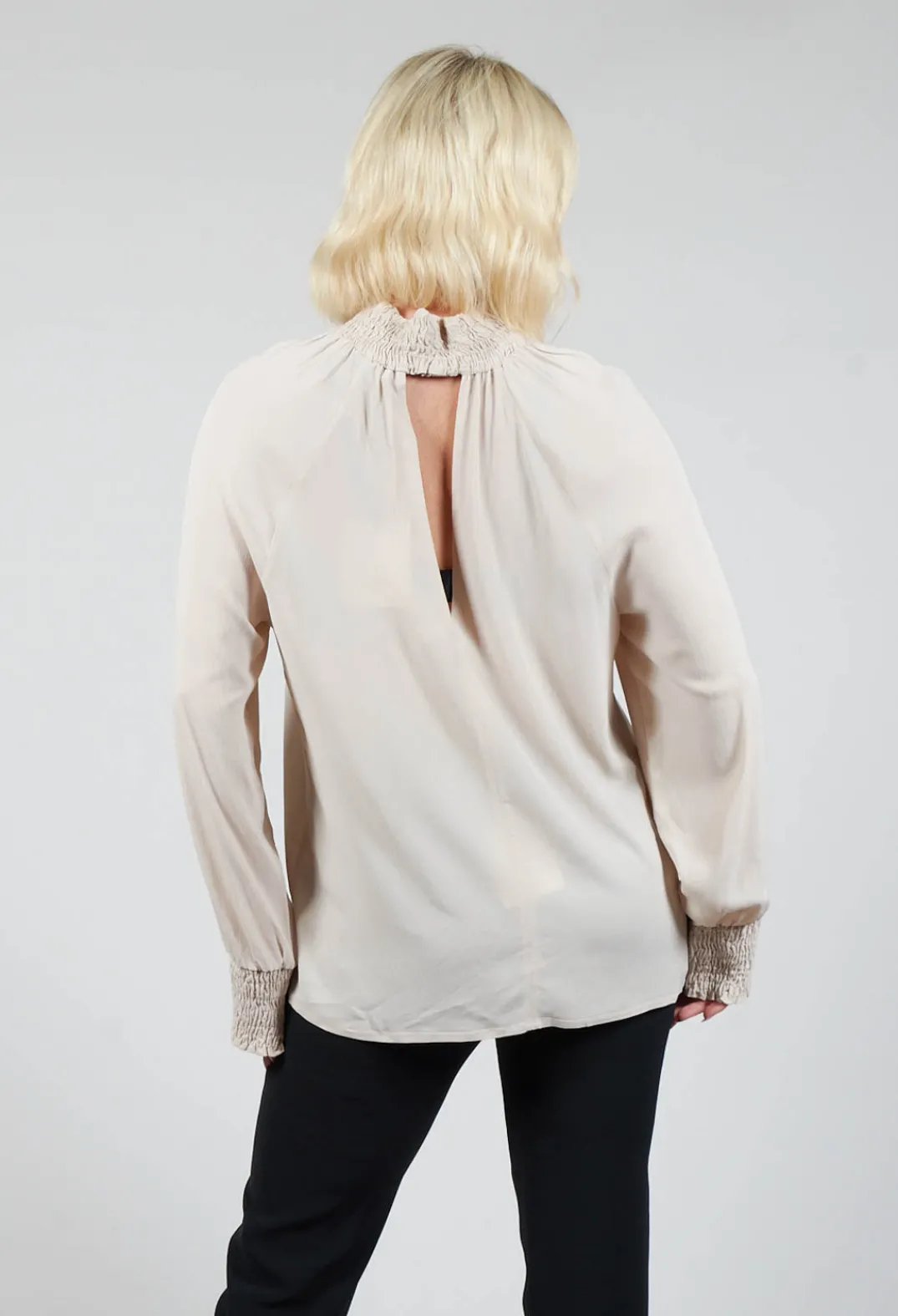 Beatrice B Shirts & Blouses^Ruffled Silk Blend Blouse in Sand